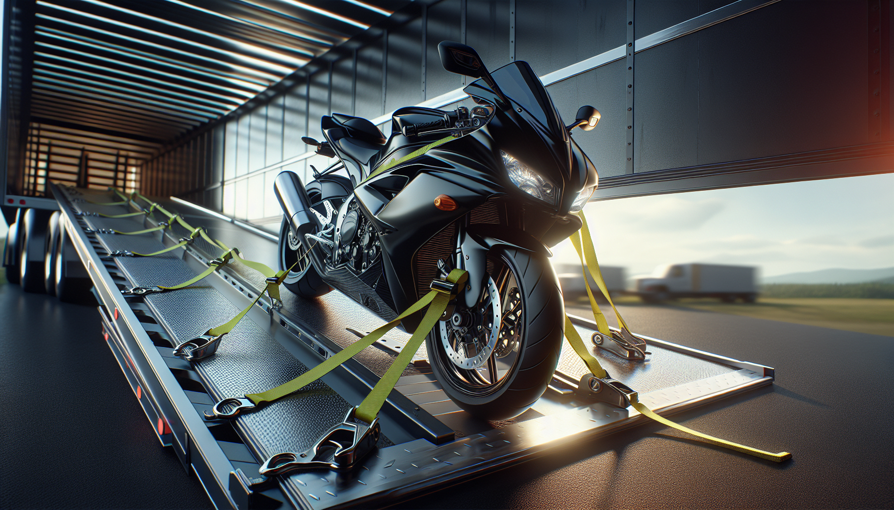 Załadunek i mocowanie motocykla na przyczepie Załadunek i mocowanie motocykla na przyczepie